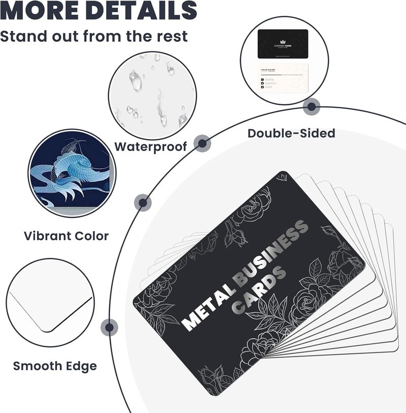 AceSubli 100 PCS Sublimation Business Card Blanks Bulk Metal Double Sided Aluminum Sublimation Card Blanks for Business Photo ID Badge Gifts 3.4 x 2.1 x 0.01 Inch - Image 4